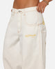 Ed Hardy Ultra Wide Leg Denim Jeans Off White/Yellow