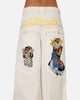 Ed Hardy Ultra Wide Leg Denim Jeans Off White/Yellow