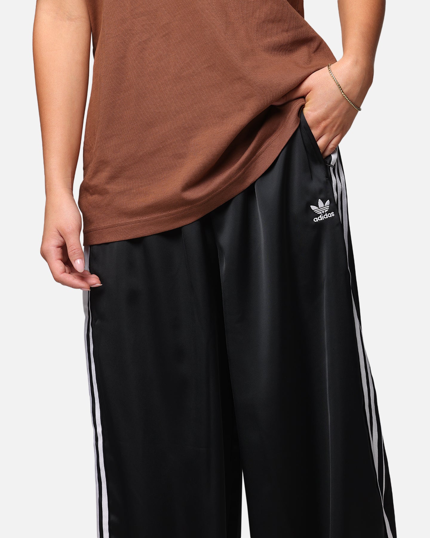 Adidas Women's Satin Wide Leg Pants Black | Culture Kings US