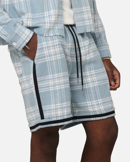 mens plaid dress shorts INSPIRE CHIC Men's Straight Fit Flat Front Plaid Printed Shorts Purple 28