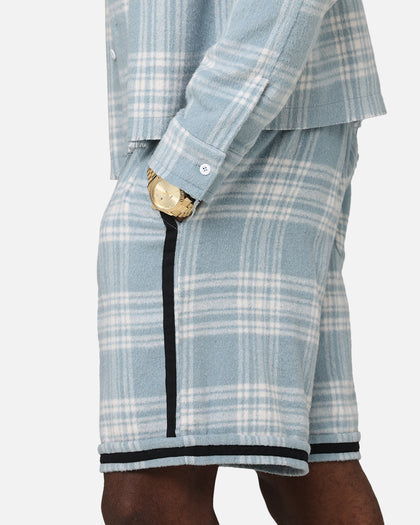 mens plaid dress shorts INSPIRE CHIC Men's Straight Fit Flat Front Plaid Printed Shorts Purple 28