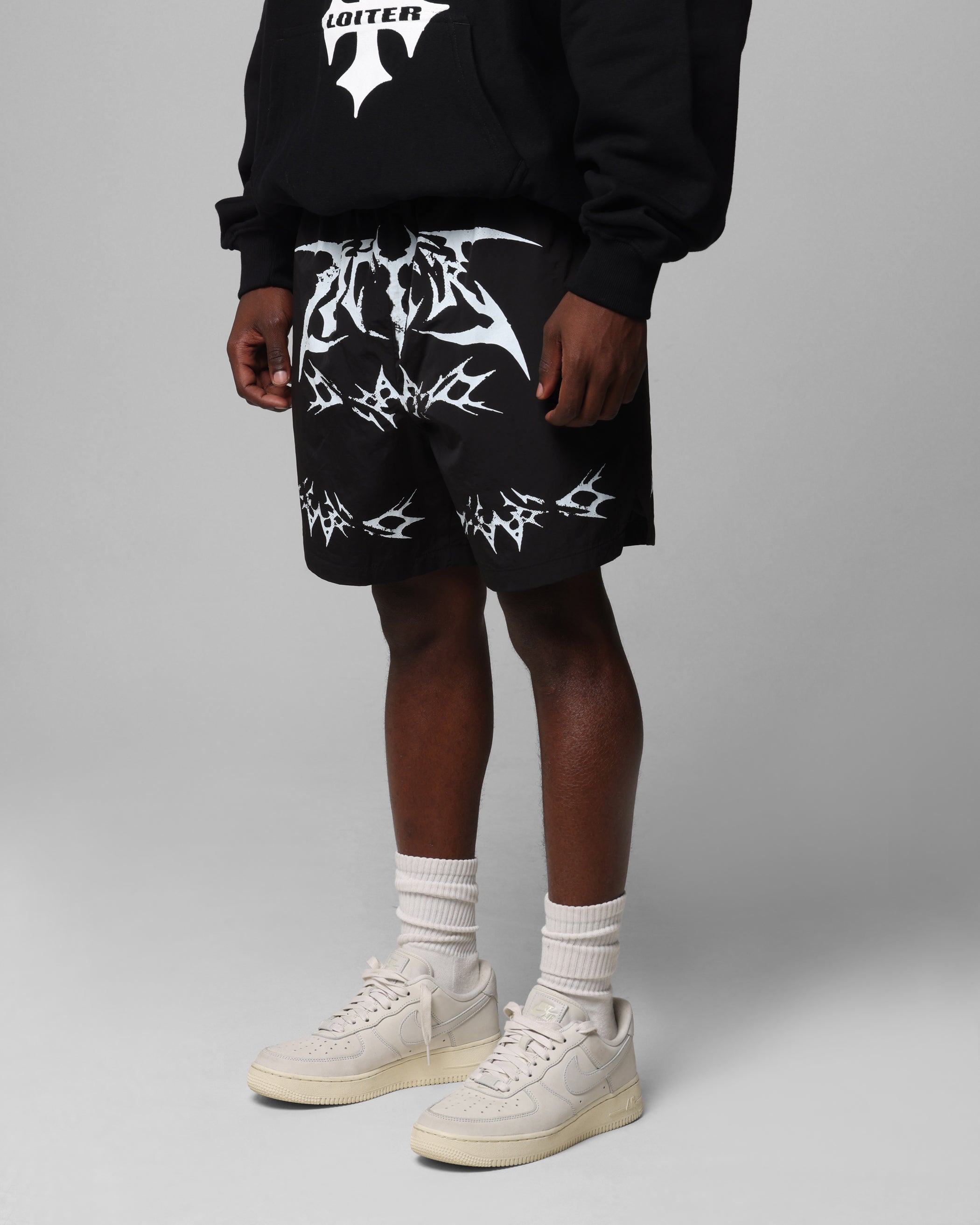 Loiter Stacked Metal Walk Shorts Black | Culture Kings US
