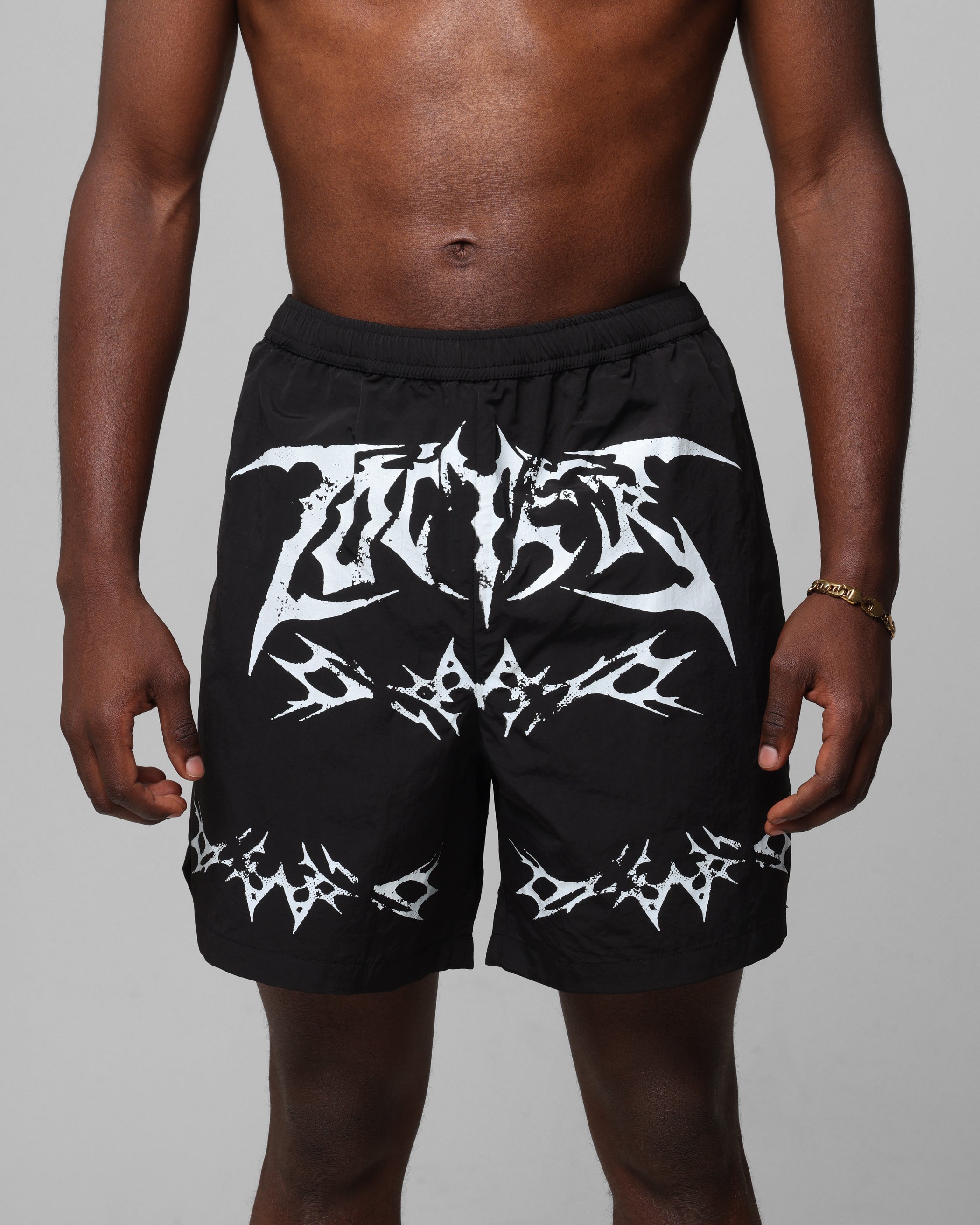 Loiter Stacked Metal Walk Shorts Black | Culture Kings US