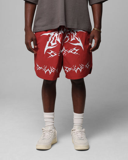 Loiter Stacked Metal Walk Shorts Burgandy