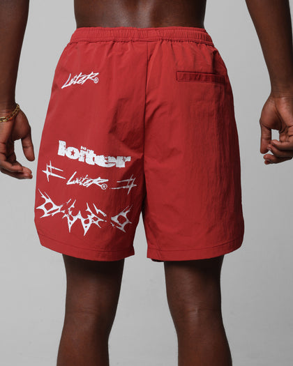 Loiter Stacked Metal Walk Shorts Burgandy