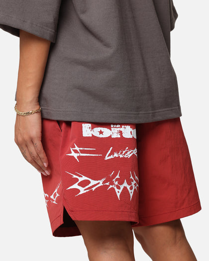 Loiter Stacked Metal Walk Shorts Burgandy