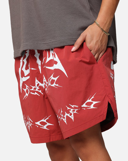 Loiter Stacked Metal Walk Shorts Burgandy