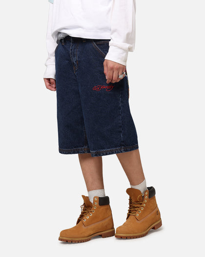 Ed Hardy Brave Hearts Jorts Indigo