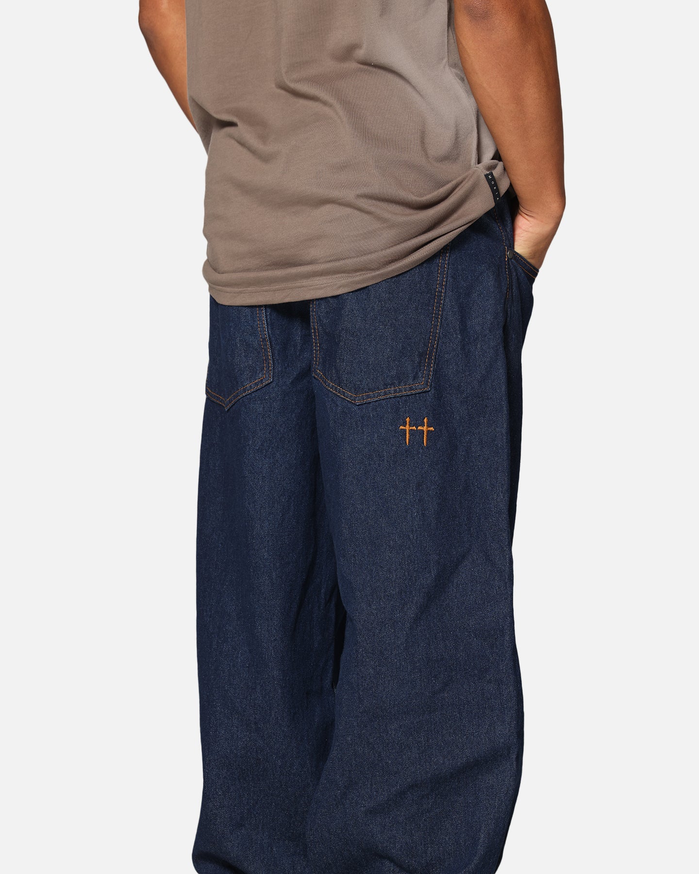 Saint Morta Amplus Selvedge Cuffed Jeans Indigo/Tan | Culture Kings US