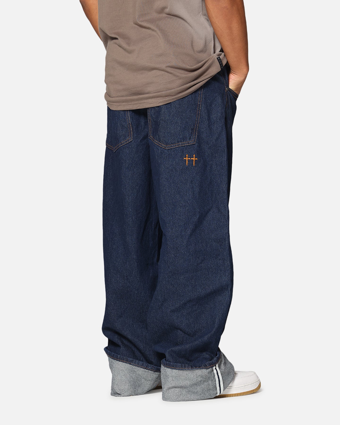 Saint Morta Amplus Selvedge Cuffed Jeans Indigo/Tan | Culture Kings US