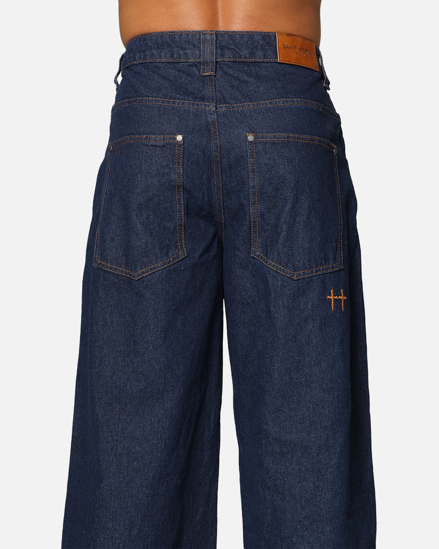 Saint Morta Amplus Selvedge Cuffed Jeans Indigo/Tan | Culture Kings US