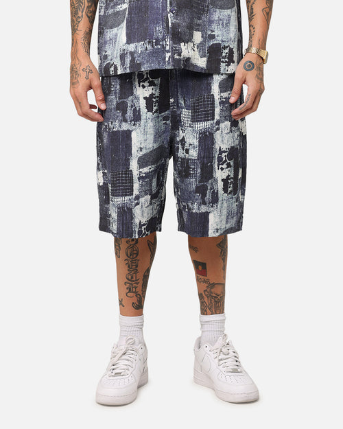 XXIII Printed Denim Patch Jorts Blue