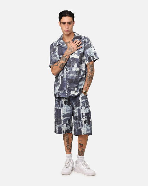 XXIII Printed Denim Patch Jorts Blue