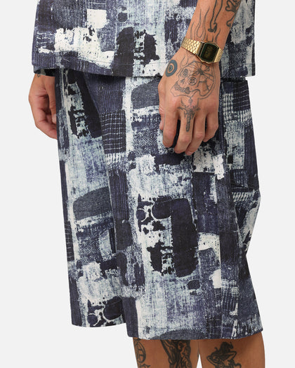 XXIII Printed Denim Patch Jorts Blue