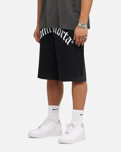 Saint Morta Amplus Gothic Denim Jort Shorts Black Shadow