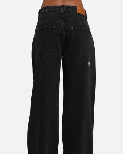 Saint Morta Amplus Tribal Rhinestone Jeans Black Shadow