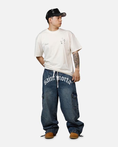 Saint Morta Gothic Denim Cargo Pants Dirty Denim