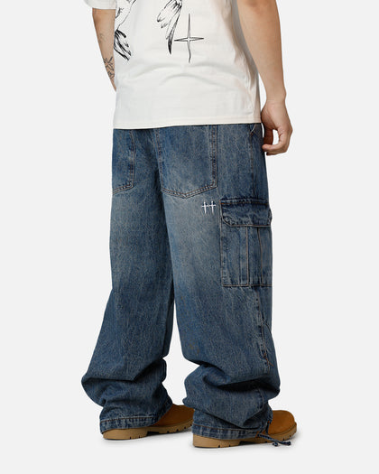 Saint Morta Gothic Denim Cargo Pants Dirty Denim