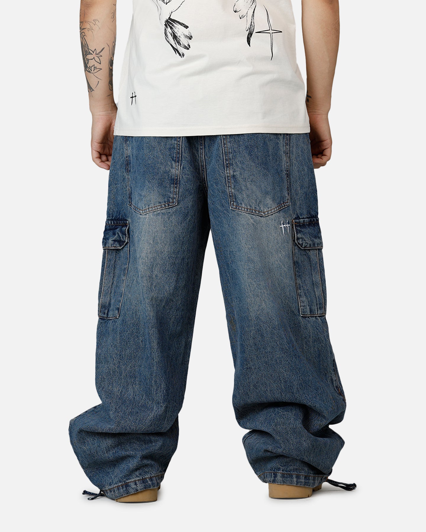 Saint Morta Gothic Denim Cargo Pants Dirty Denim | Culture Kings US