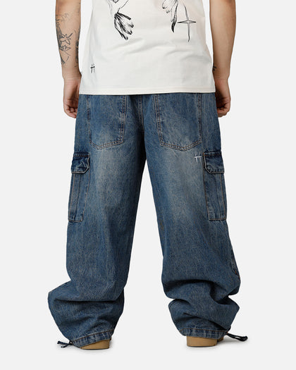 Saint Morta Gothic Denim Cargo Pants Dirty Denim