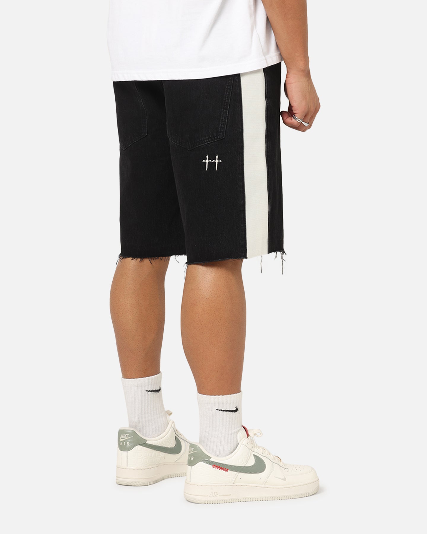 Saint Morta Amplus Sidewinder Denim Jort Shorts Black/Off