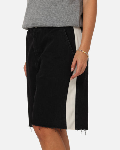 Saint Morta Amplus Sidewinder Denim Jort Shorts Black/Off White