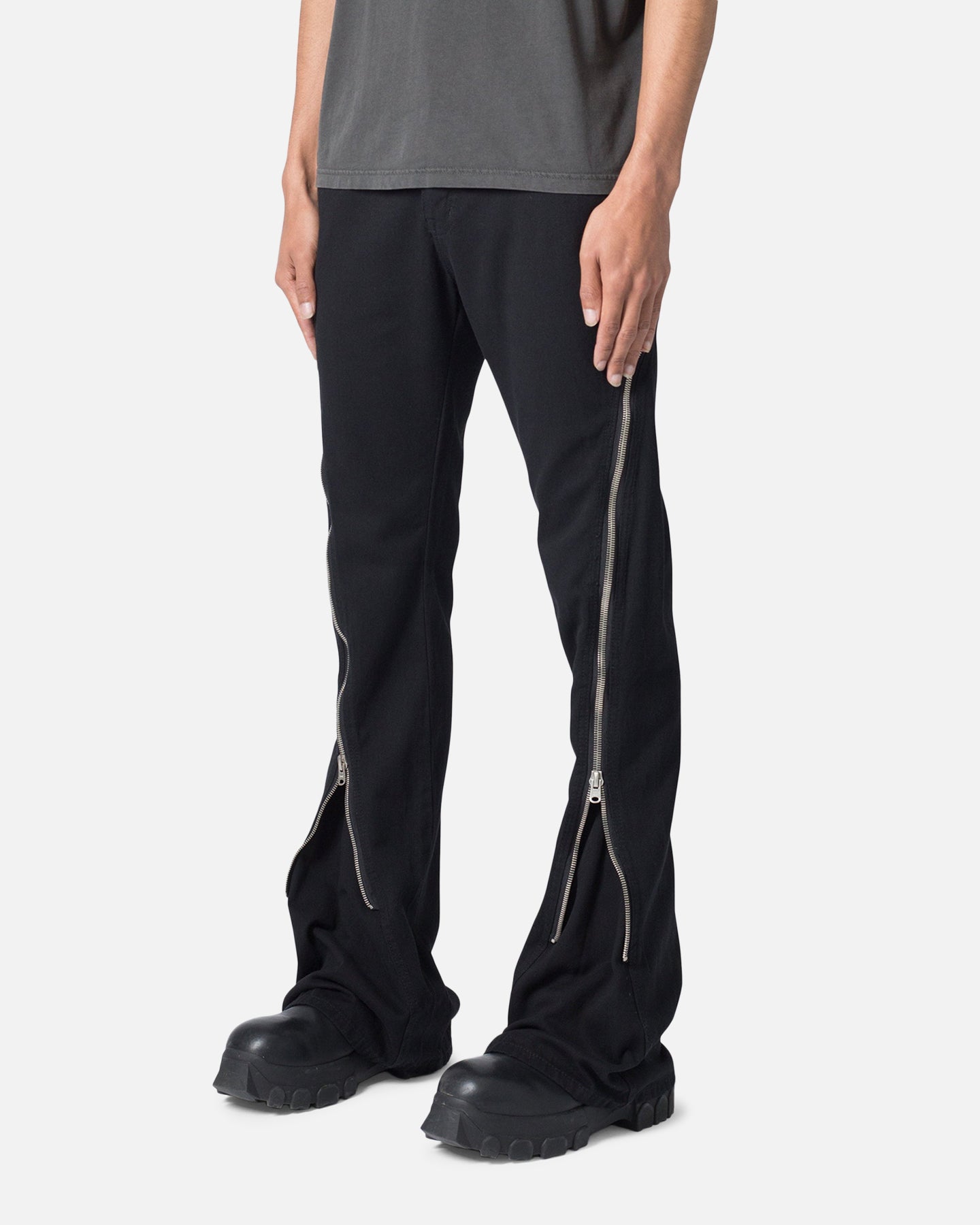 パンツ blackmeans FLARE ZIP TROUSER black 3 MNML D519 Zipper Flare Denim Jeans Black | Culture Kings US