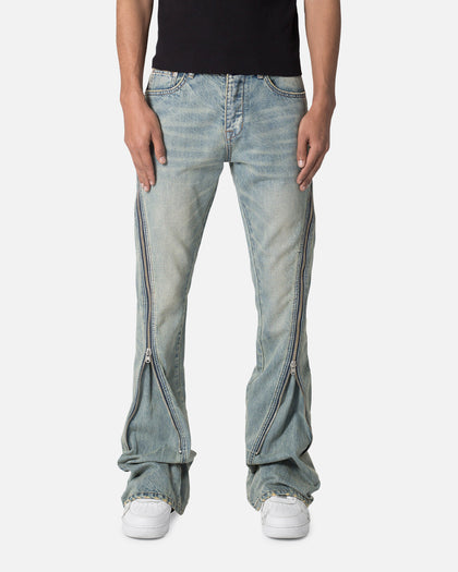 MNML D519 Zipper Flare Denim Jeans Vintage Blue