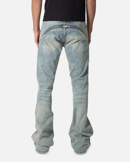 MNML D519 Zipper Flare Denim Jeans Vintage Blue