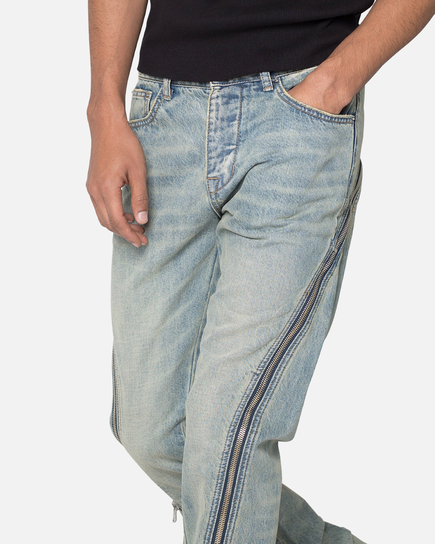 MNML D519 Zipper Flare Denim Jeans Vintage Blue | Culture Kings US