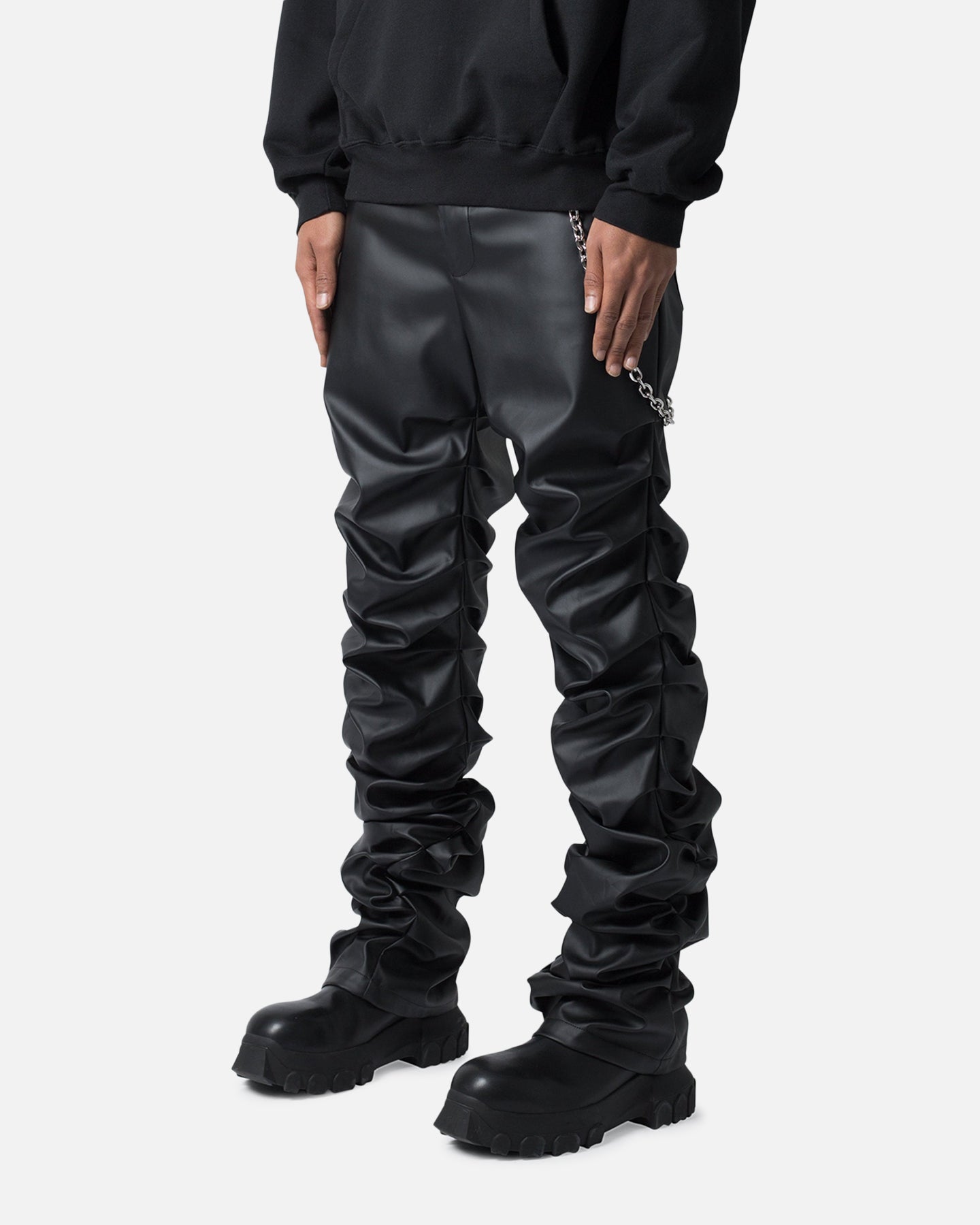 MNML STACKED LEATHER PANTS ミニマル MNML Stacked Leather Pants Black | Culture Kings US