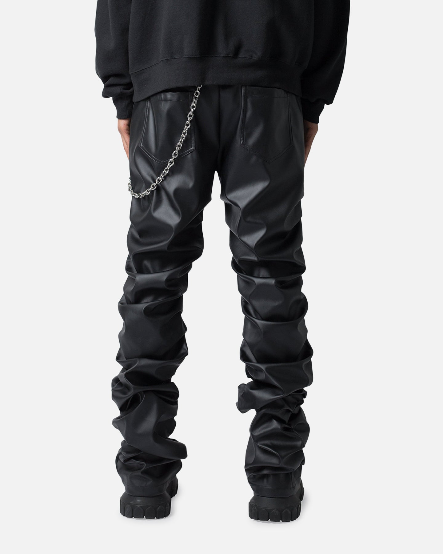 MNML Stacked Leather Pants Black | Culture Kings US