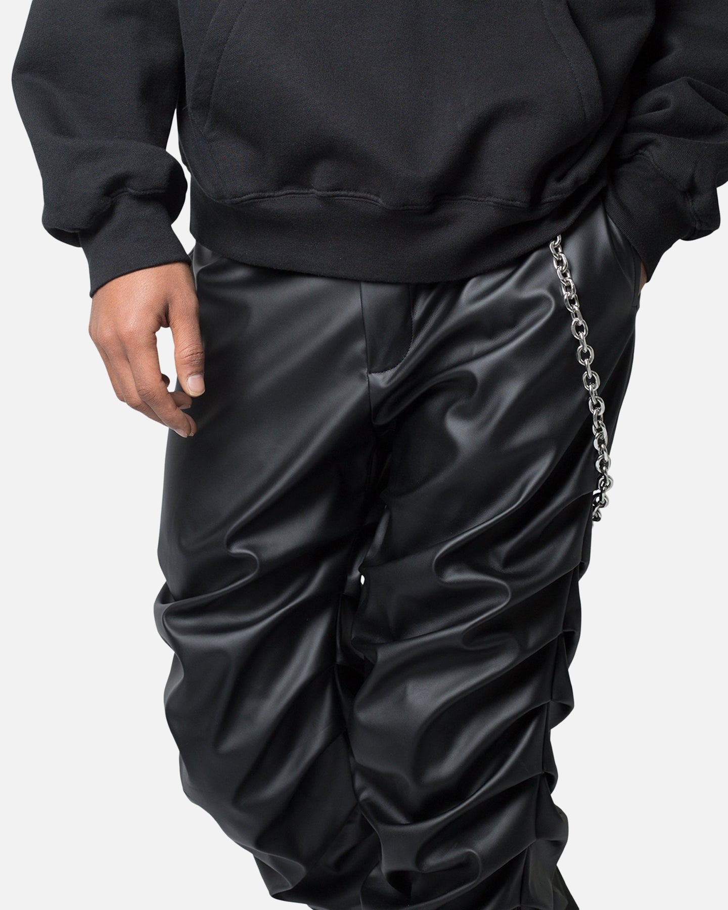 MNML Stacked Leather Pants Black | Culture Kings US