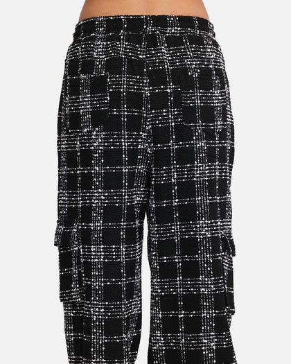 XXIII Boucle Tweed Cargo Pants Black/White