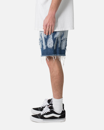 MNML Flame Denim Shorts Blue