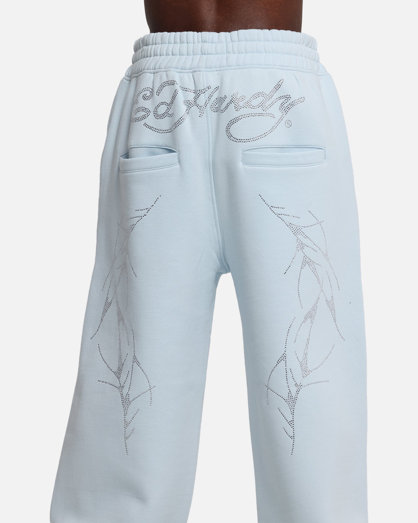 Ed Hardy Cyber Rhinestone Track Pants Light Blue | Culture Kings US