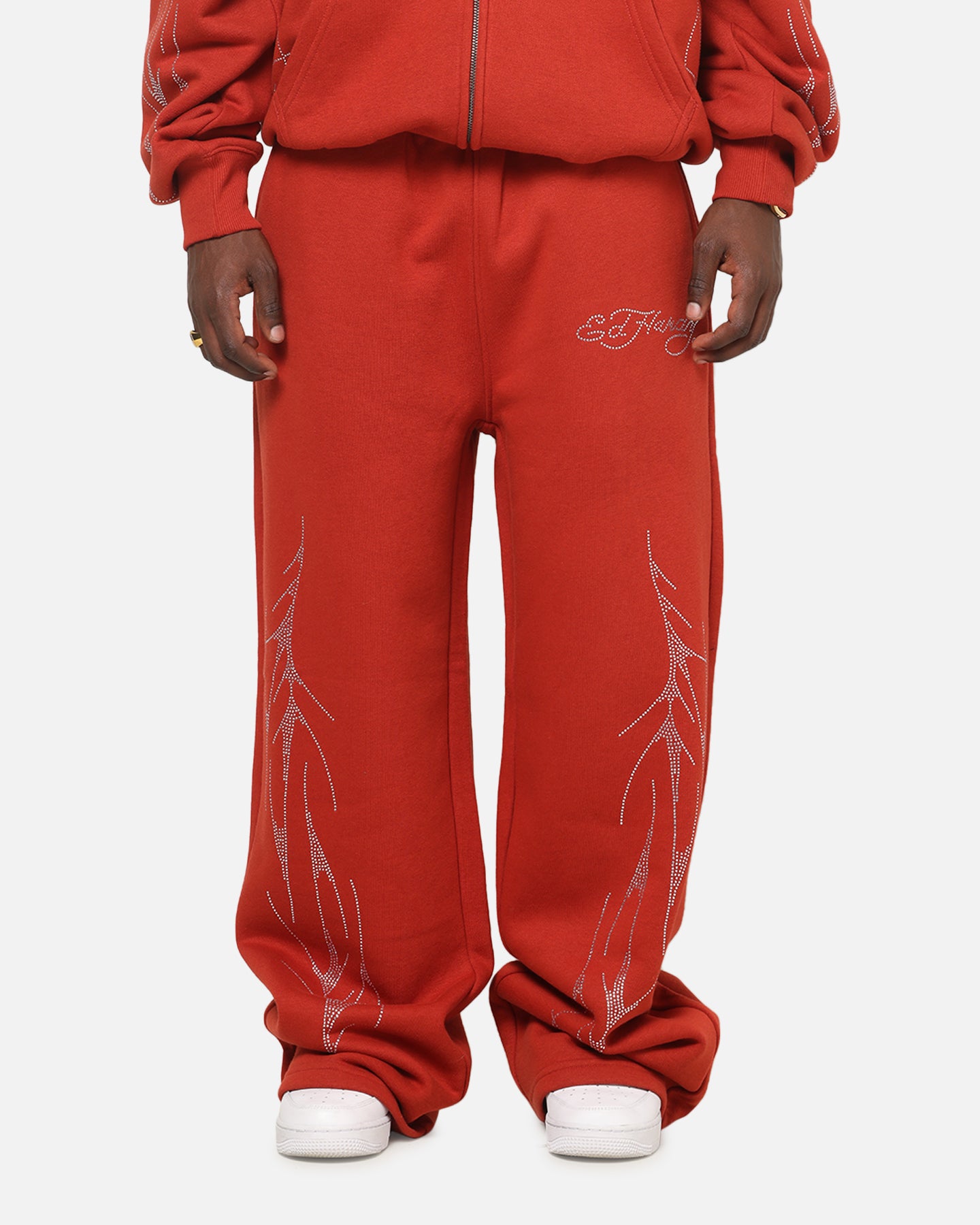 Ed Hardy Cyber Rhinestone Track Pants Red | Culture Kings US