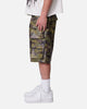 MNML Baggy Vegan Leather Cargo Shorts Camo