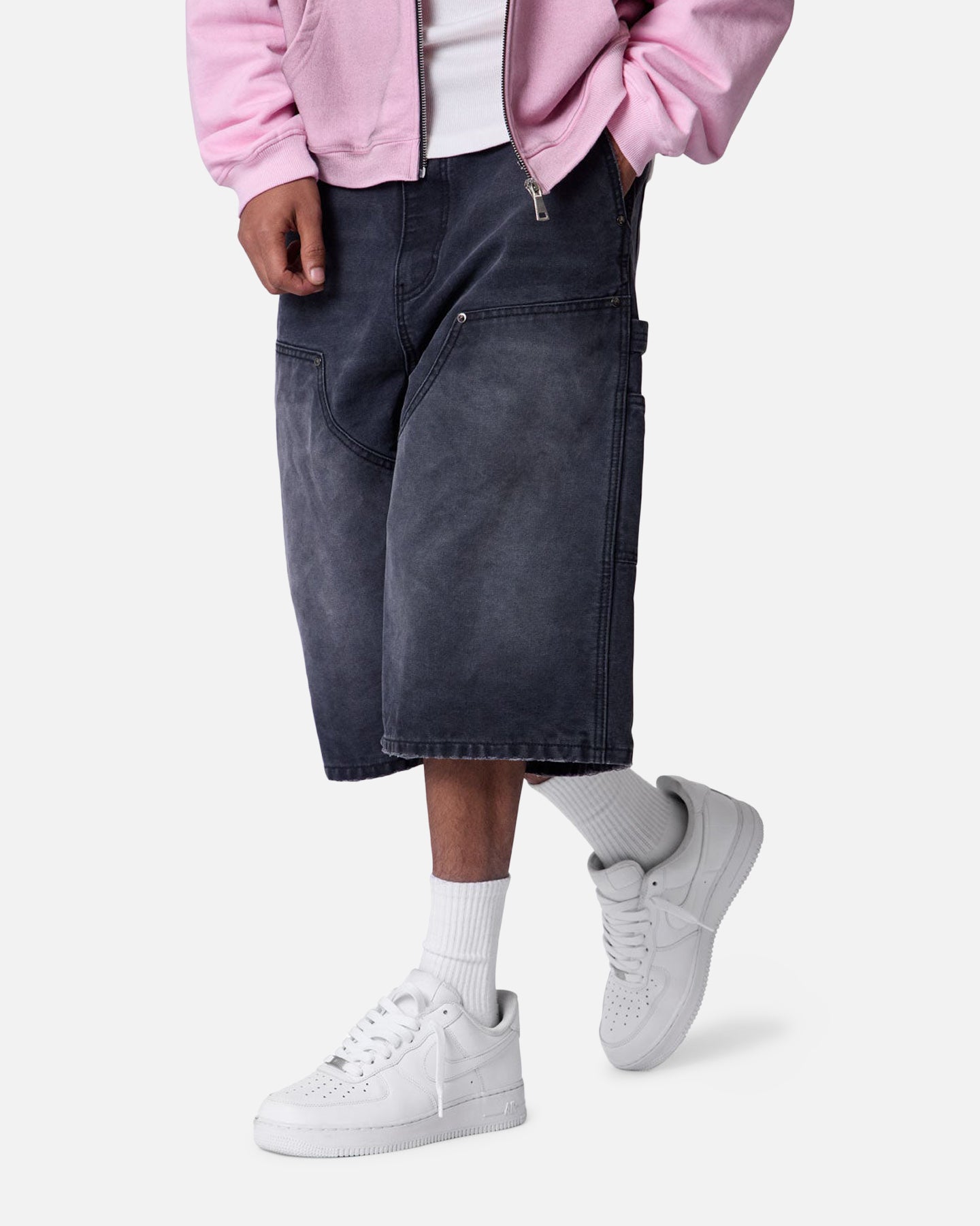MNML Ultra Baggy Carpenter Shorts Washed Black | Culture Kings US
