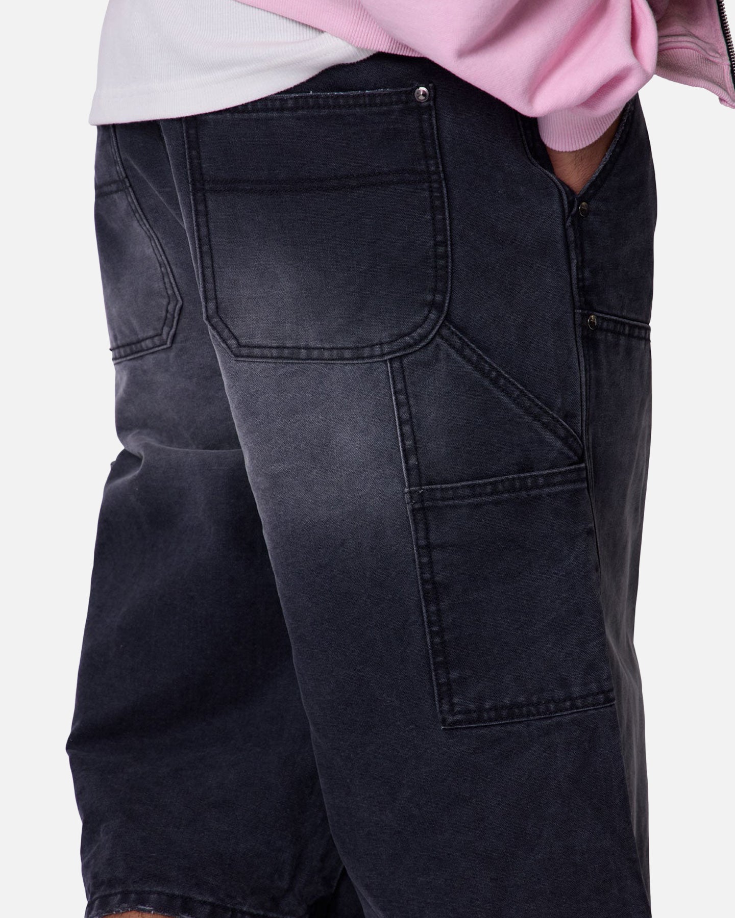 MNML Ultra Baggy Carpenter Shorts Washed Black | Culture Kings US