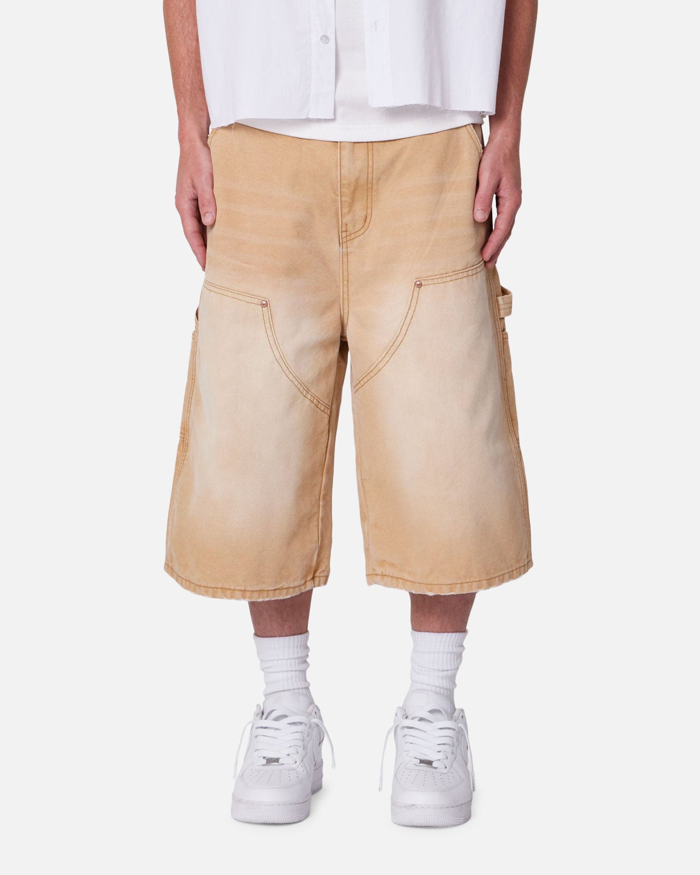 MNML Ultra Baggy Carpenter Shorts Washed Tan | Culture Kings US