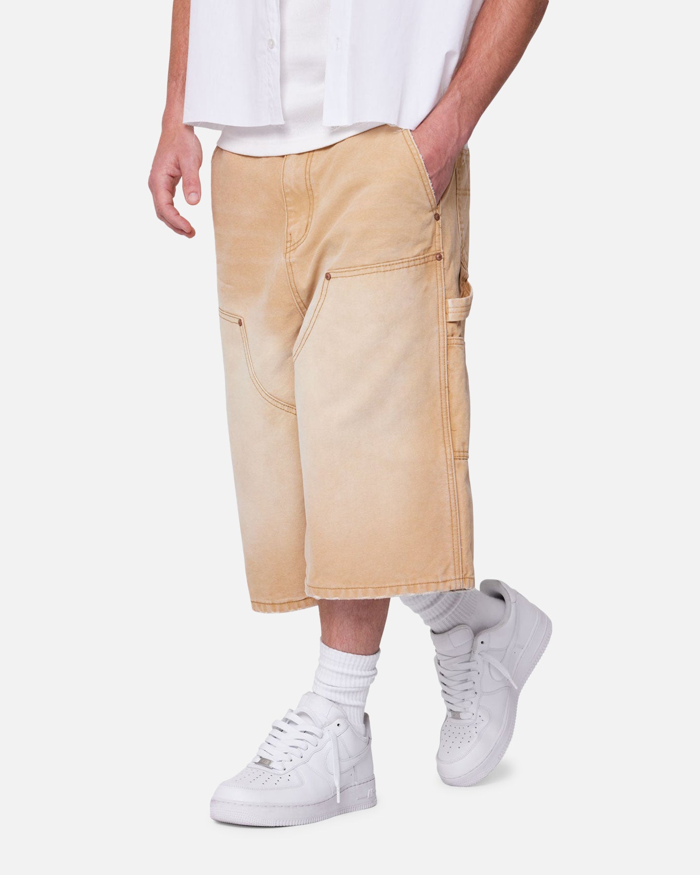 MNML Ultra Baggy Carpenter Shorts Washed Tan | Culture Kings US