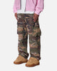 MNML Ultra Baggy Distressed Cargo Pants Woodland Camo