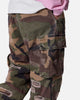 MNML Ultra Baggy Distressed Cargo Pants Woodland Camo