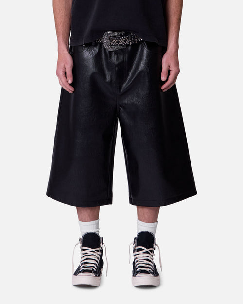 MNML Ultra Baggy Leather Shorts Black