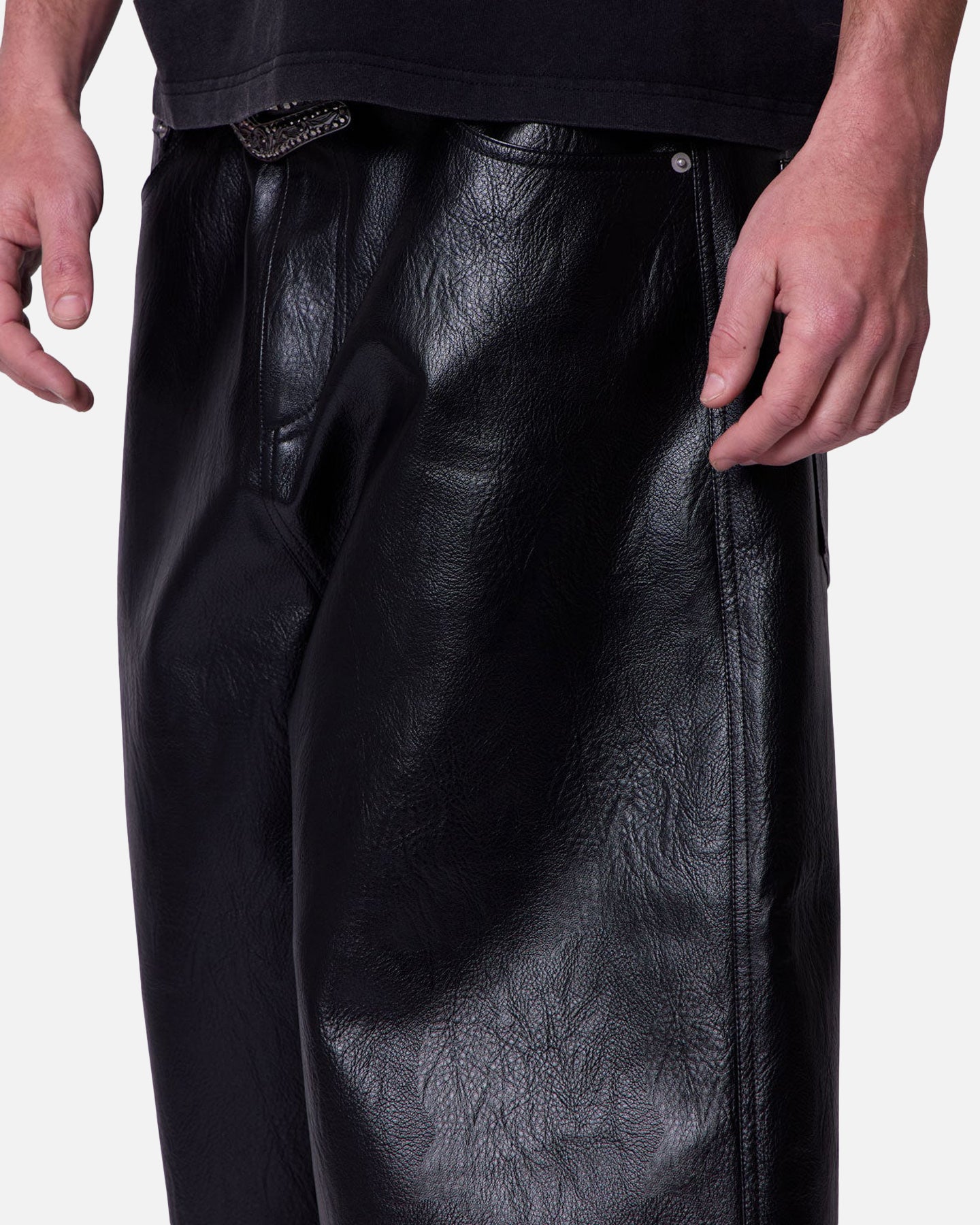 MNML Ultra Baggy Leather Shorts Black | Culture Kings US