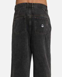 X-Large Baggy Bull Denim 91 Pants Washed Black