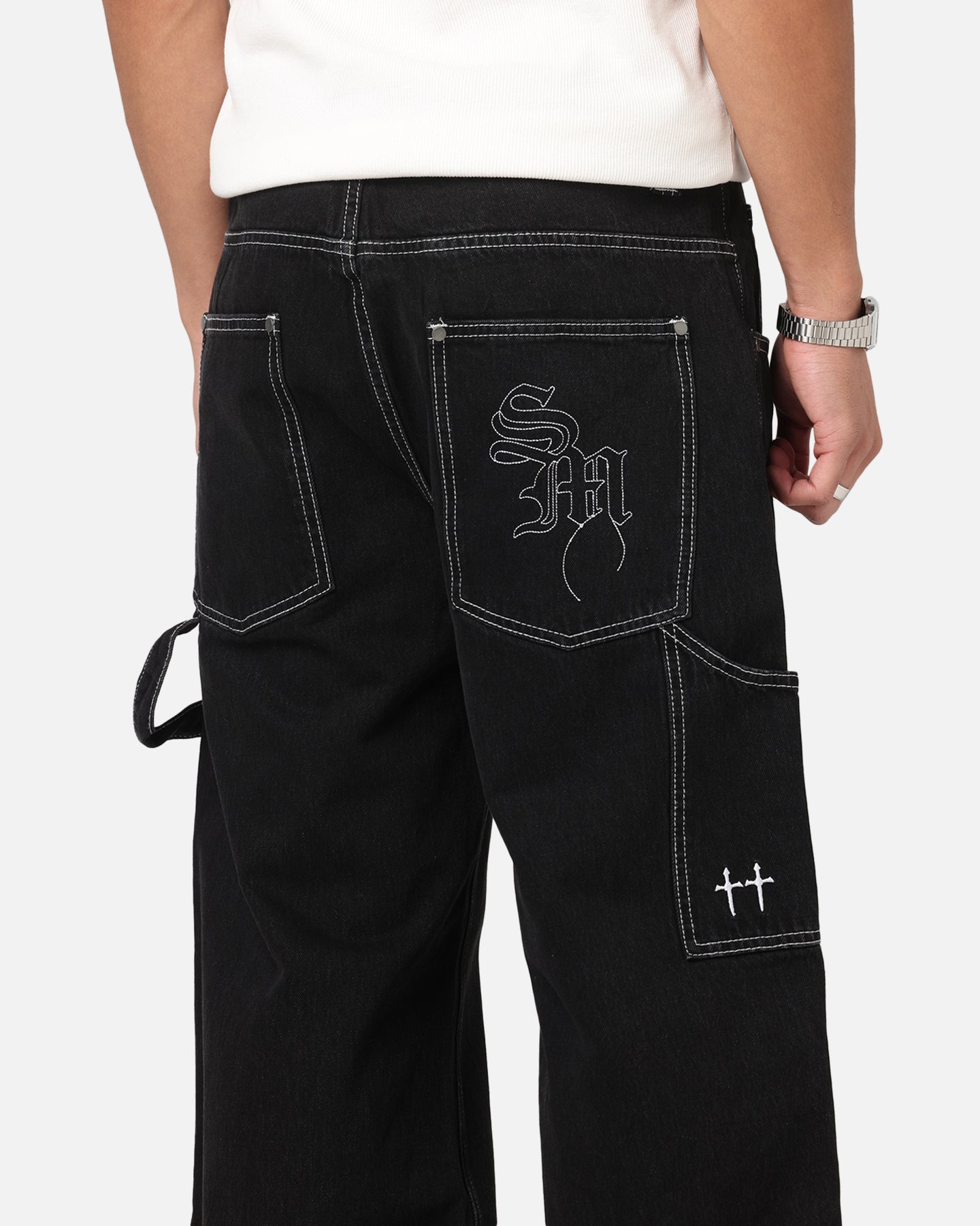 Saint Morta Amplus Fray Carpenter Jeans Contrast Black | Culture