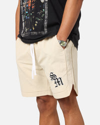 Saint Morta Gothic Monogram Nylon Shorts Dirty Blonde