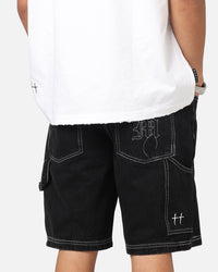 Saint Morta Amplus Fray Carpenter Jort Shorts Contrast Black